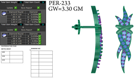 3D Jewelry Files Earring Model 3DM STL PER-233 DIA