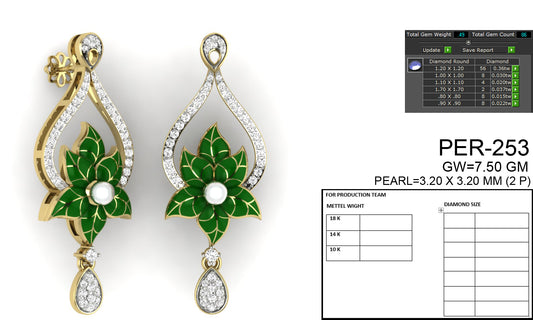3D Jewelry Files Earring Model 3DM STL PER-253-DIA