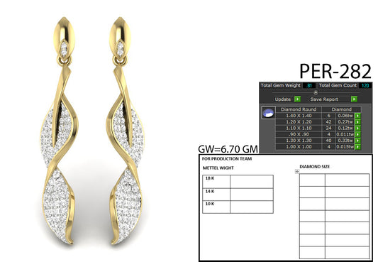 3D Jewelry Files Earring Model 3DM STL PER-282-DIA