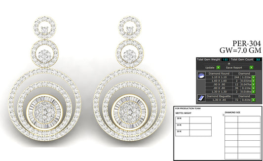 3D Jewelry Files Earring Model 3DM STL PER-304-DIA