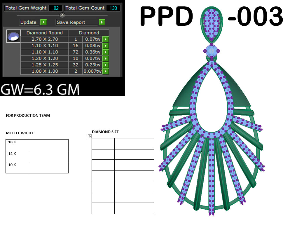 3D Jewelry Files Pendant Model 3DM PPD-003 DIA