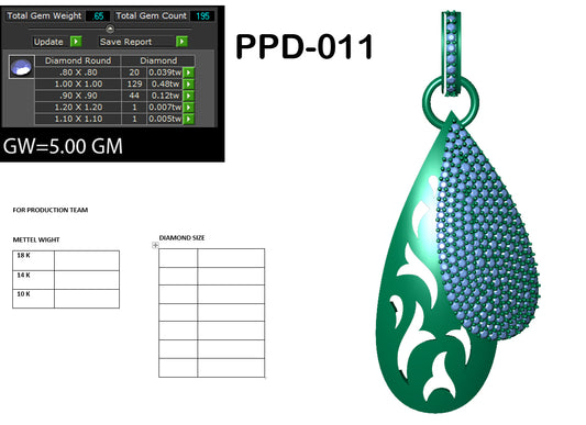 3D Jewelry Files Pendant Model 3DM PPD-011 DIA