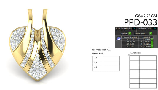 3D Jewelry Files Pendant Model 3DM PPD-033-DIA