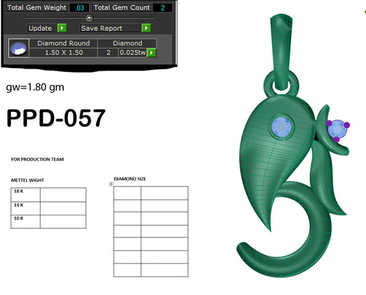 3D Jewelry Files Pendant Model 3DM PPD-057 DIA