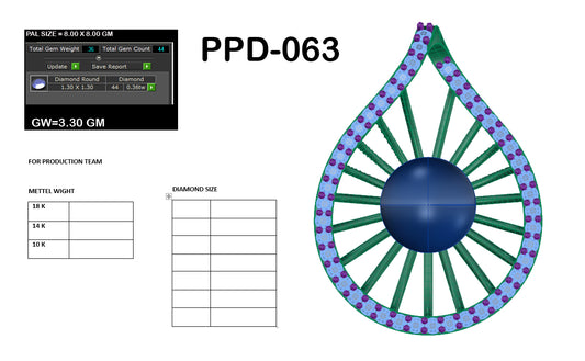 3D Jewelry Files Pendant Model 3DM PPD-063-DIA