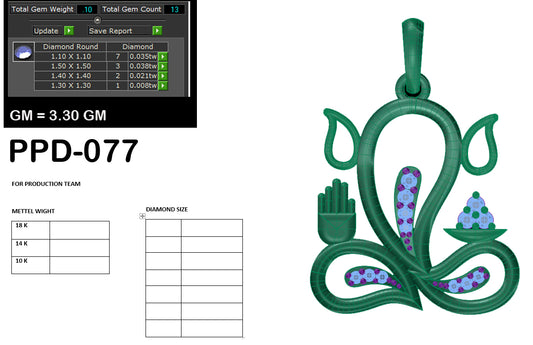 3D Jewelry Files Pendant Model 3DM PPD-077 DIA