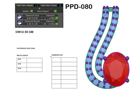 3D Jewelry Files Pendant Model 3DM PPD-080-DIA