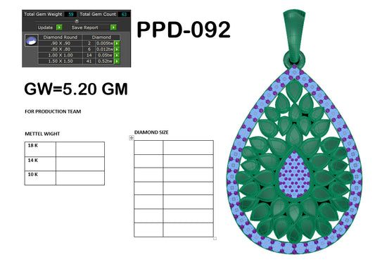 3D Jewelry Files Pendant Model 3DM PPD-092 DIA