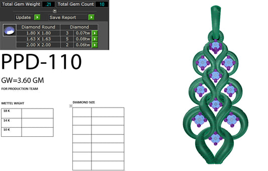 3D Jewelry Files Pendant Model 3DM PPD-110 DIA