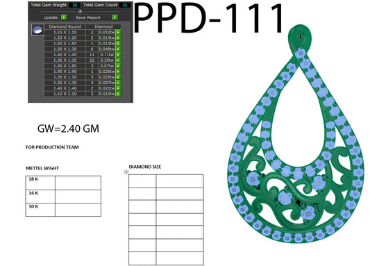 3D Jewelry Files Pendant Model 3DM PPD-111 DIA