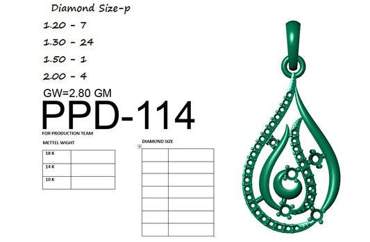 3D Jewelry Files Pendant Model 3DM PPD-114 DIA
