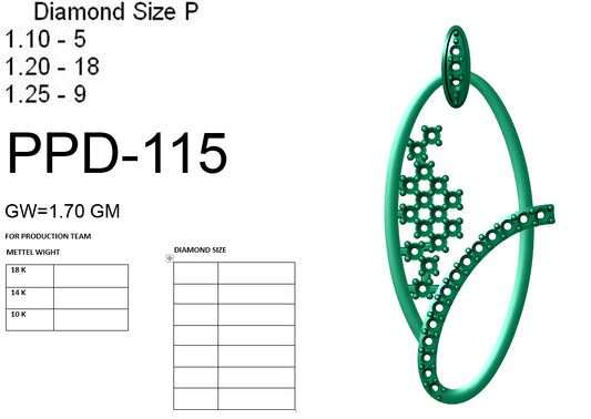 3D Jewelry Files Pendant Model 3DM PPD-115 DIA