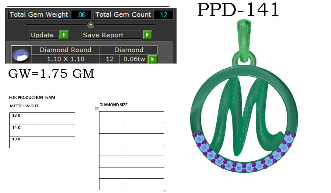 3D Jewelry Files Pendant Model 3DM PPD-141 DIA
