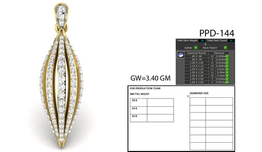 3D Jewelry Files Pendant Model 3DM PPD-144-DIA