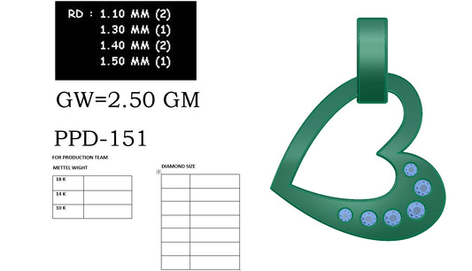 3D Jewelry Files Pendant Model 3DM PPD-151-DIA
