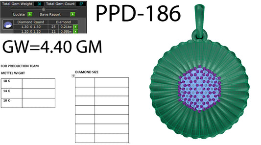 3D Jewelry Files Pendant Model 3DM PPD-186-DIA