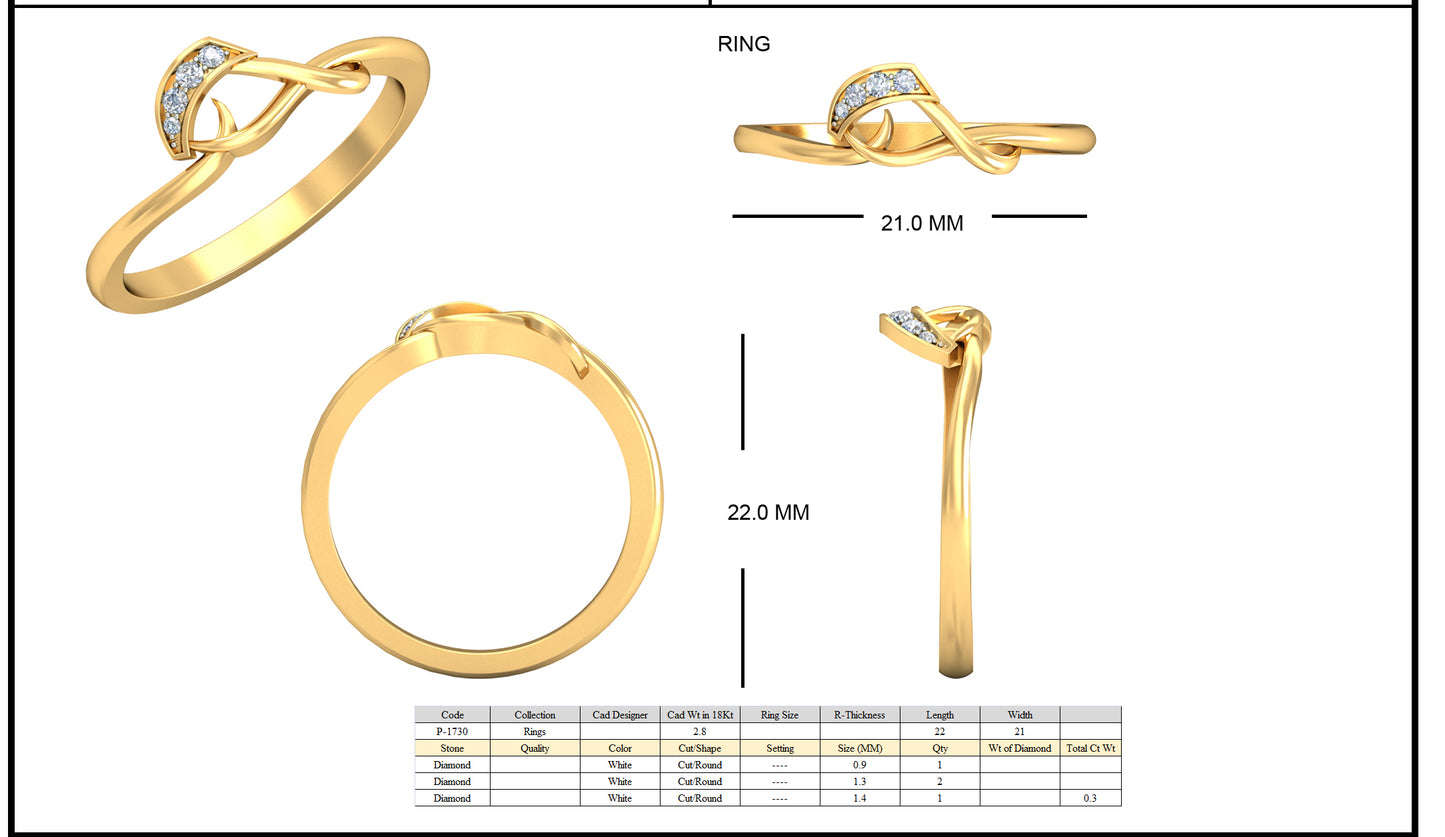 3D Jewelry Files Ring Model 3DM STL P-1730R