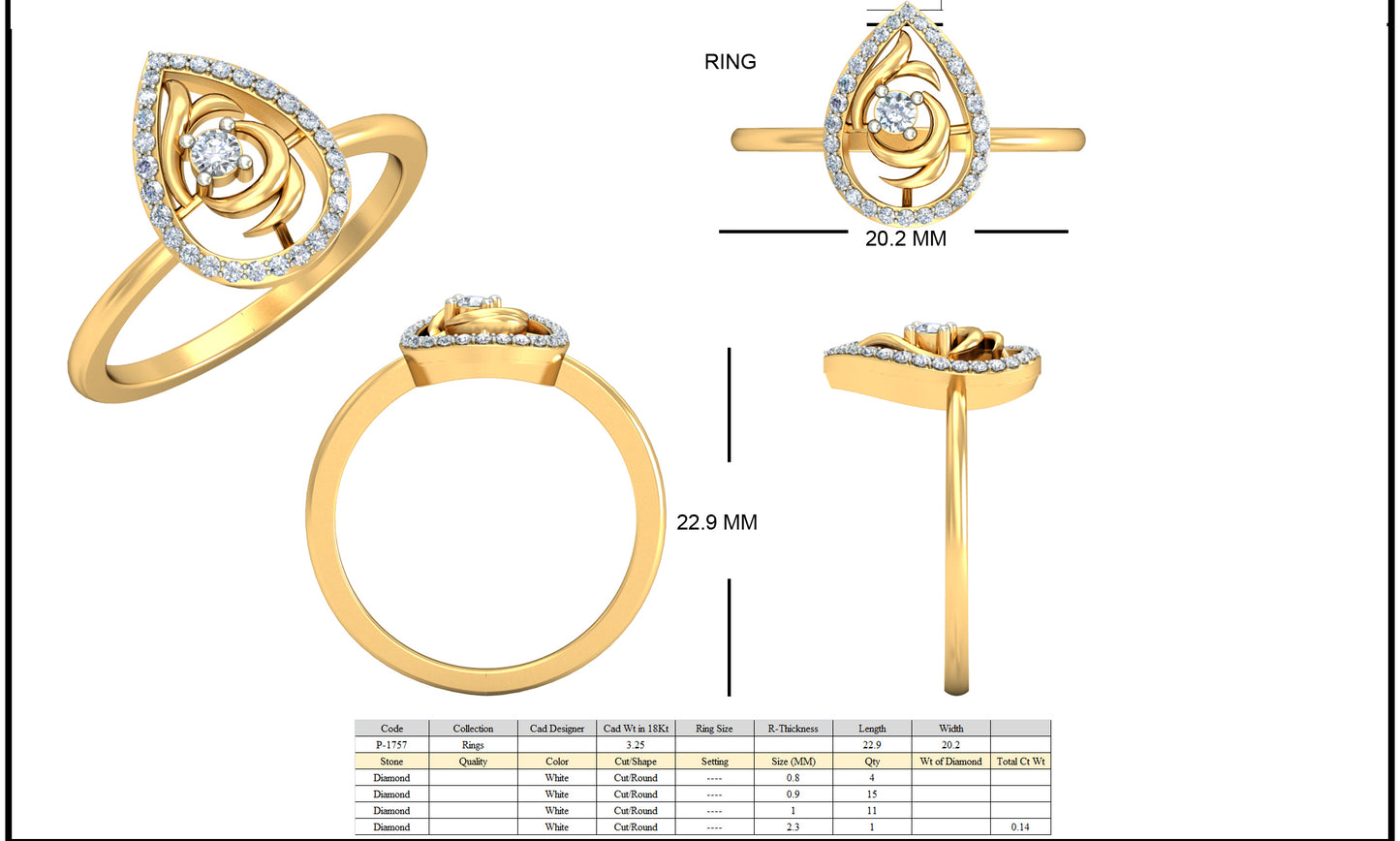 3D Jewelry Files Ring Model 3DM STL p-1757R