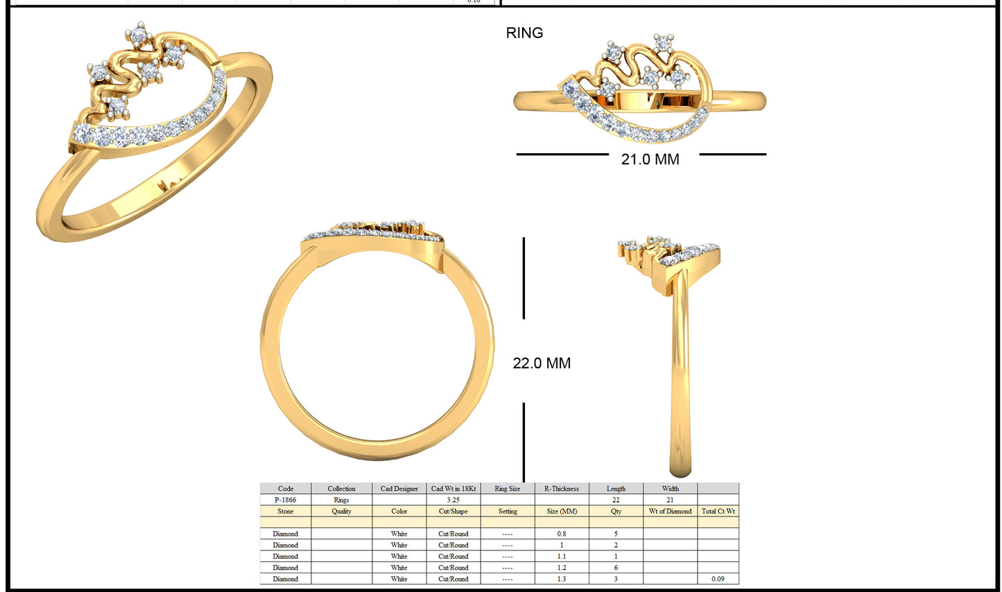 3D Jewelry Files Ring Model 3DM STL PR-1866