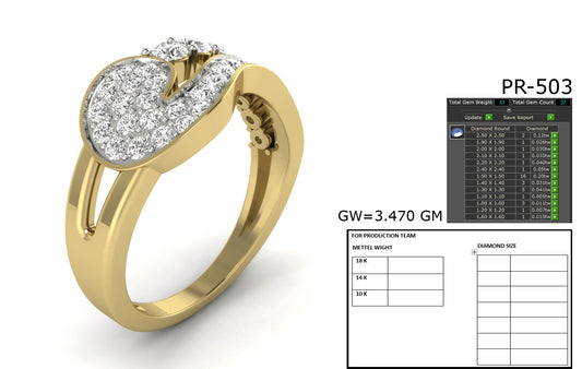 3D Jewelry Files Ring Model 3DM STL PR-503-DIA