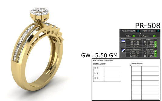 3D Jewelry Files Ring Model 3DM STL PR-508-DIA
