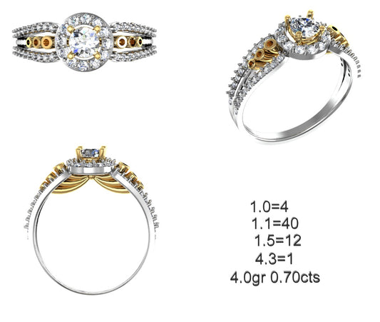 3D Jewelry Files Ring Model STL 12=calur ston rings=53