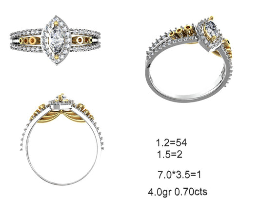 3D Jewelry Files Ring Model STL 12=calur ston rings=55