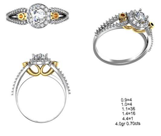 3D Jewelry Files Ring Model STL 12=calur ston rings=56