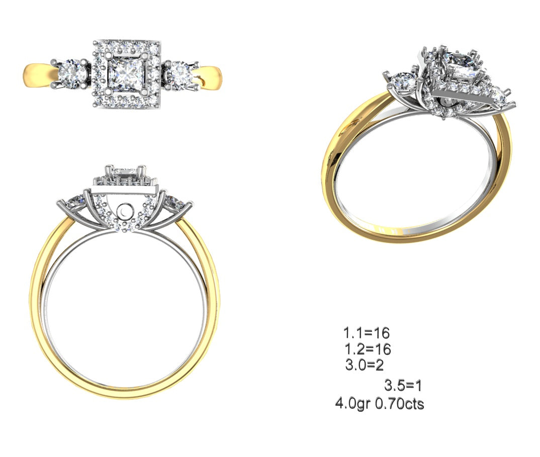3D Jewelry Files Ring Model STL 12=calur ston rings=57