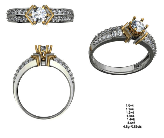 3D Jewelry Files Ring Model STL 12=calur ston rings=61