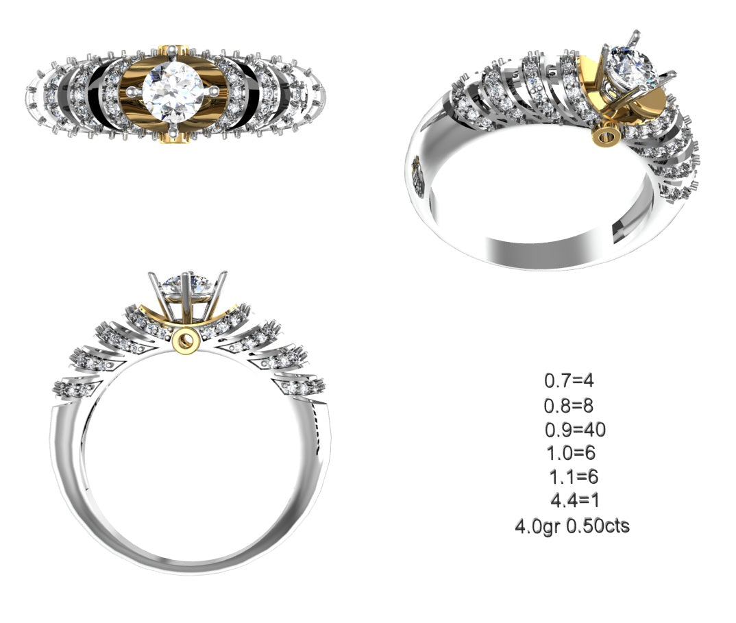 3D Jewelry Files Ring Model STL 12=calur ston rings=62