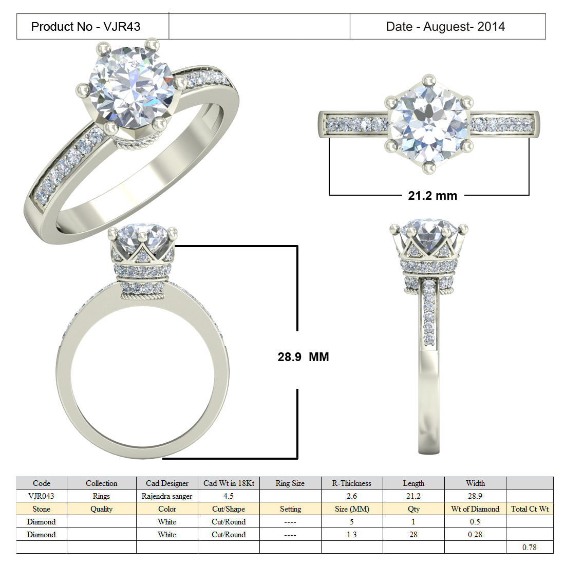 3D Jewelry Files Ring Model 3DM 15=calur ston rings=42