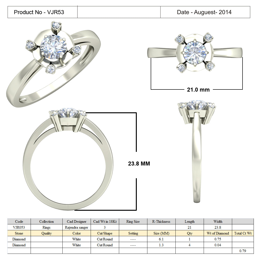 3D Jewelry Files Ring Model 3DM 15=calur ston rings=52