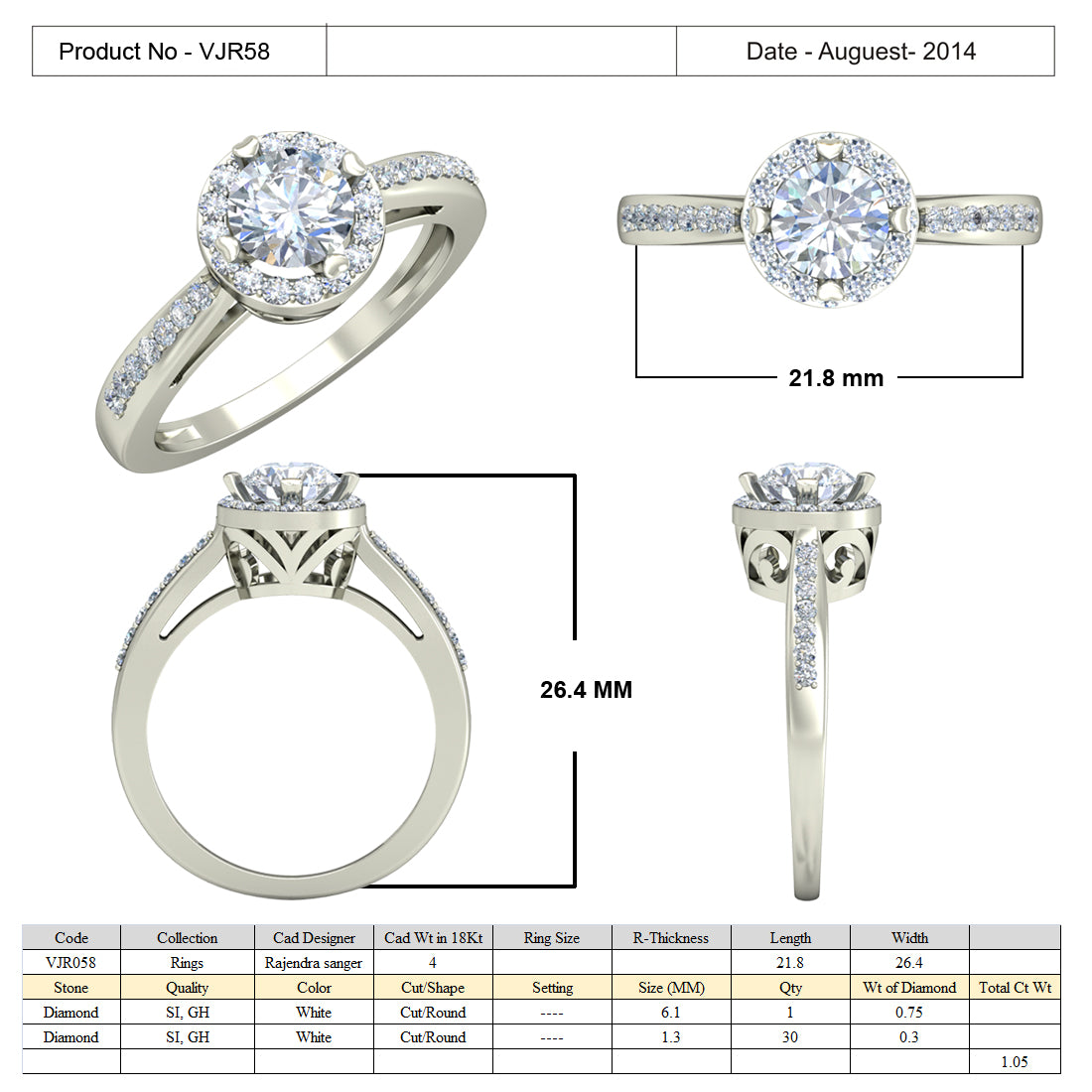 3D Jewelry Files Ring Model 3DM 15=calur ston rings=57