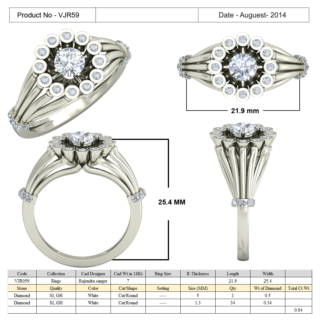 3D Jewelry Files Ring Model 3DM 15=calur ston rings=58