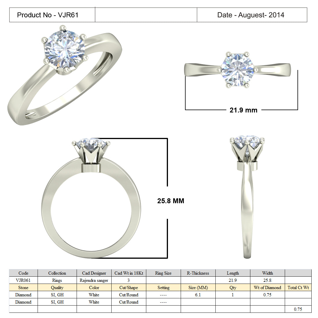 3D Jewelry Files Ring Model 3DM 15=calur ston rings=60