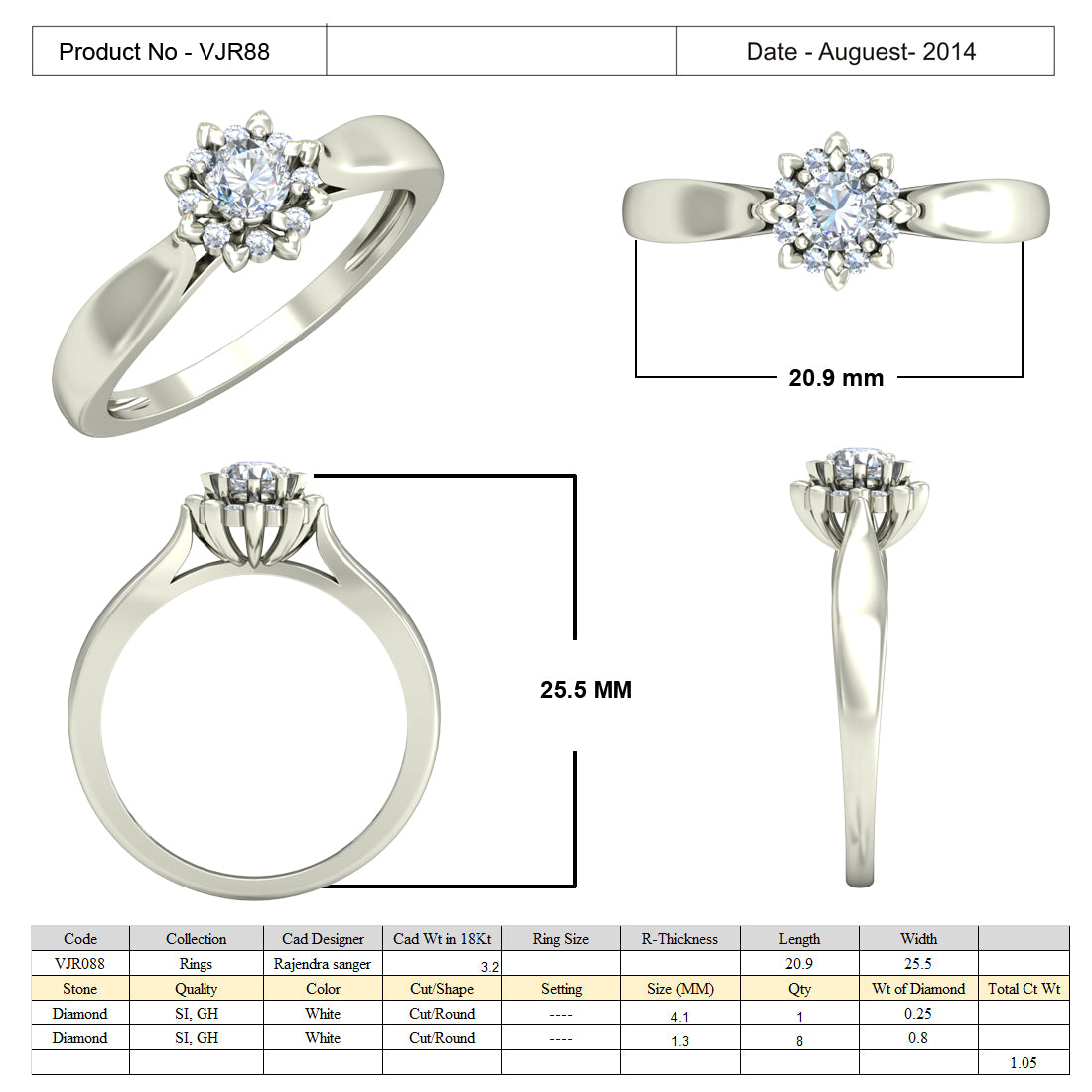 3D Jewelry Files Ring Model 3DM 15=calur ston rings=86