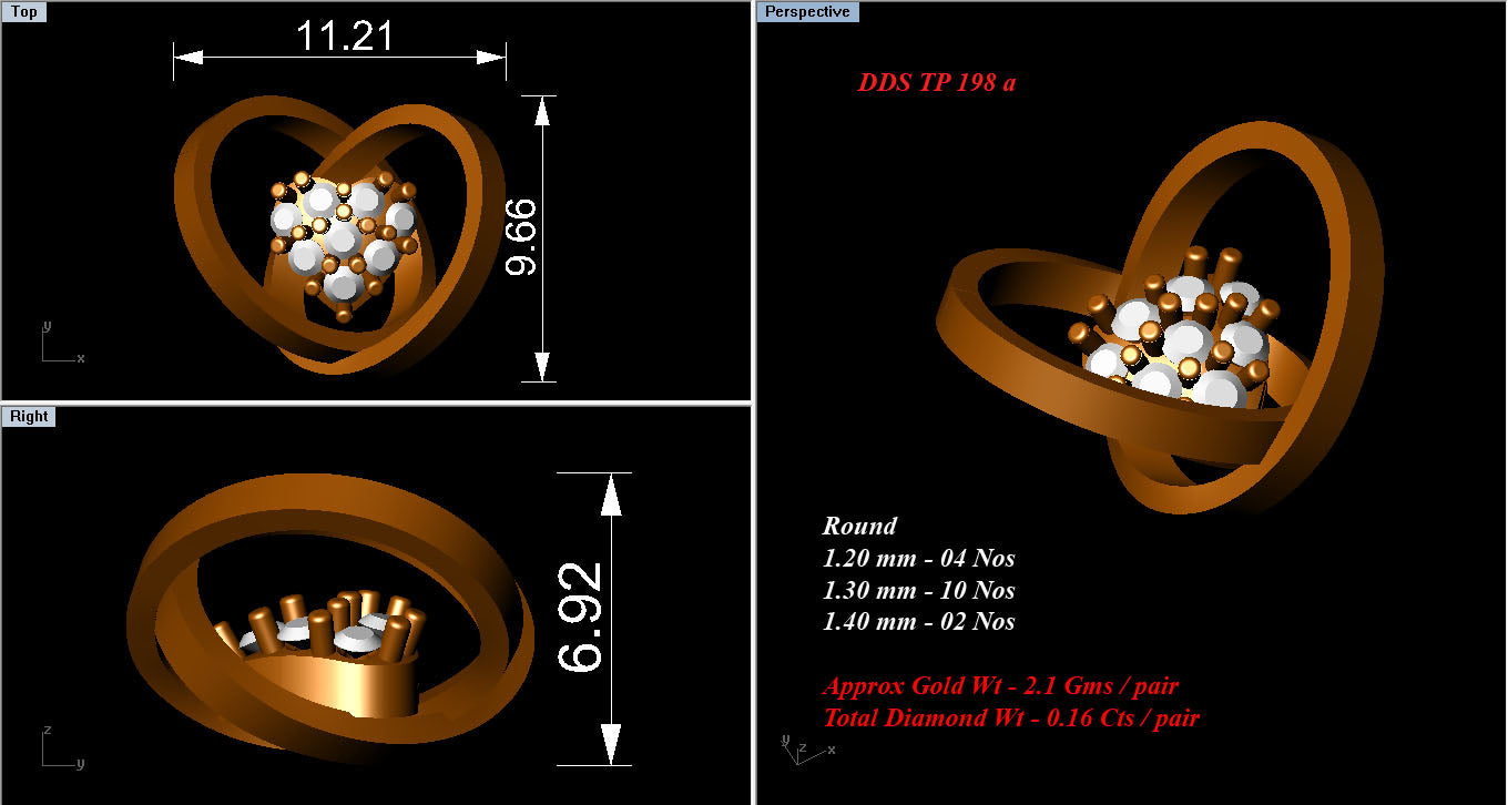 3D Jewelry Files Earring Model 3DM STL DDS TP 198