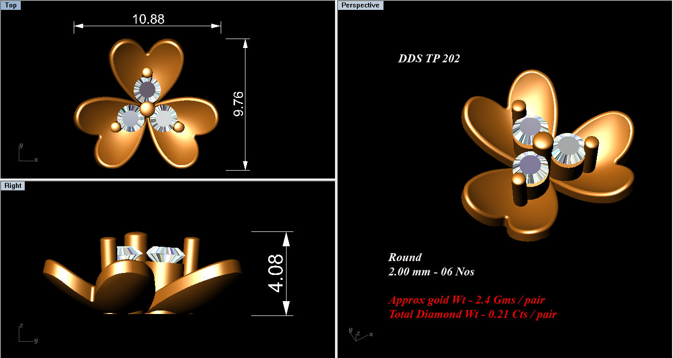 3D Jewelry Files Earring Model 3DM STL DDS TP 202