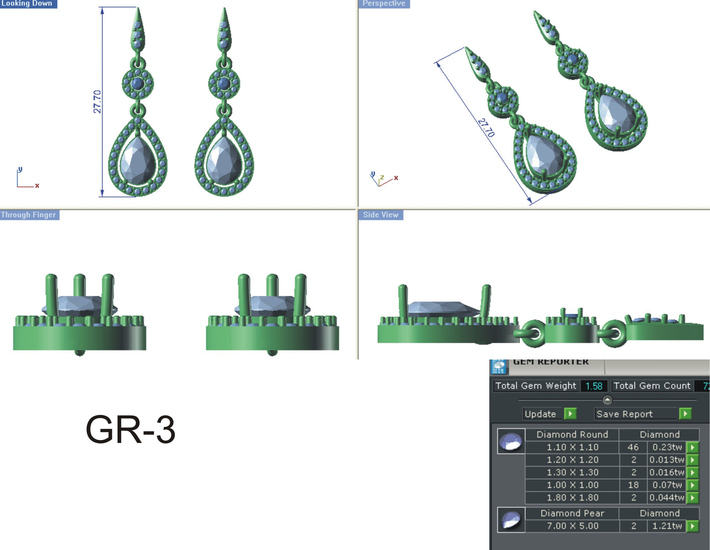 3D Jewelry Files Earring Model 3DM STL ER-2199