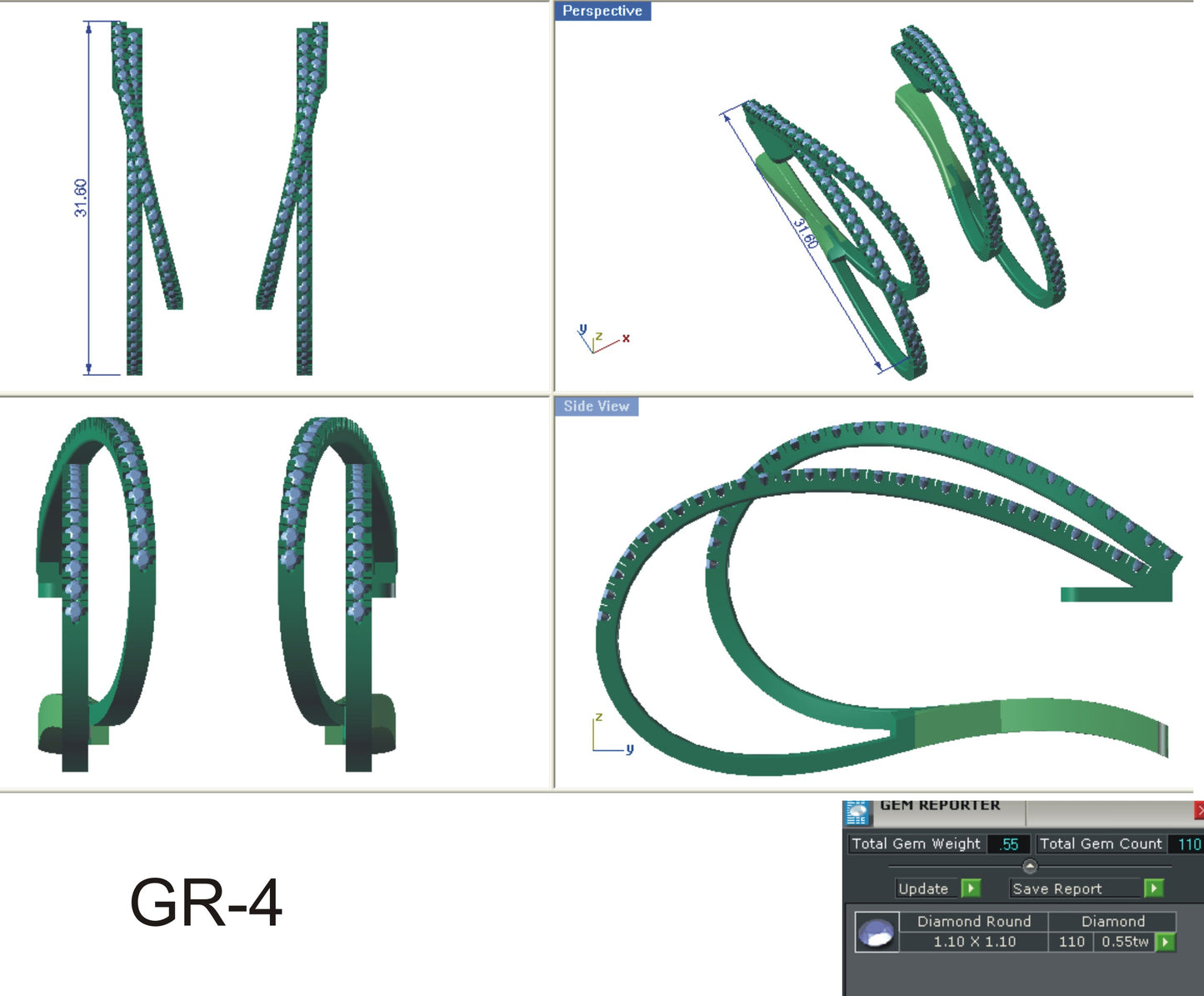 3D Jewelry Files Earring Model 3DM STL ER-2200
