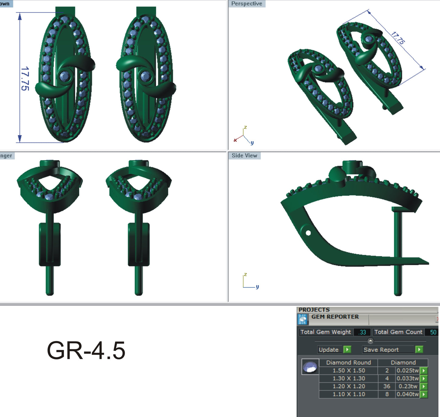 3D Jewelry Files Earring Model 3DM  EZ BI-40