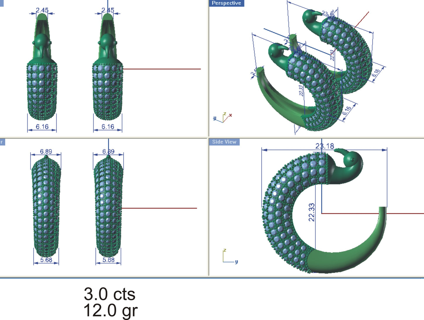 3D Jewelry Files Earring Model 3DM STL EZ BI-5