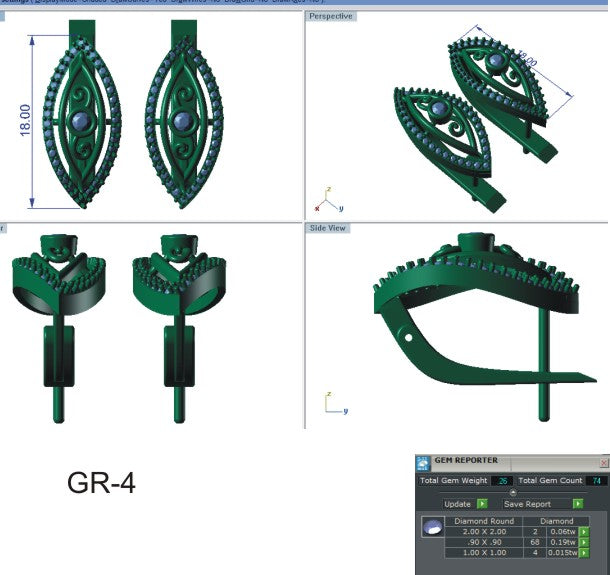 3D Jewelry Files Earring Model 3DM  EZ BI-56