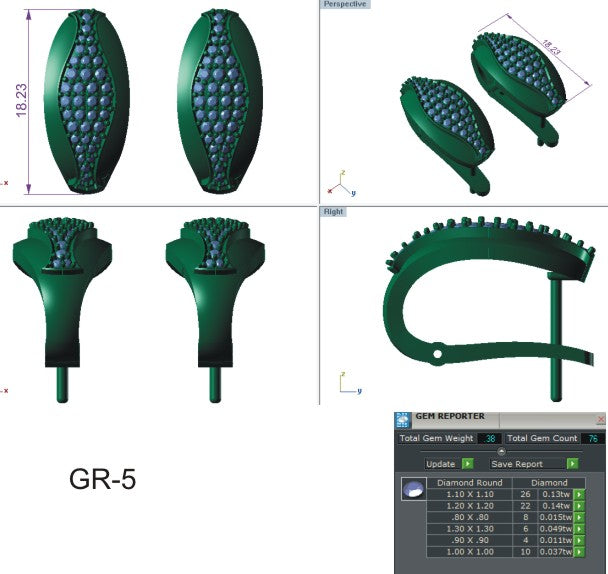 3D Jewelry Files Earring Model 3DM EZ BI-83