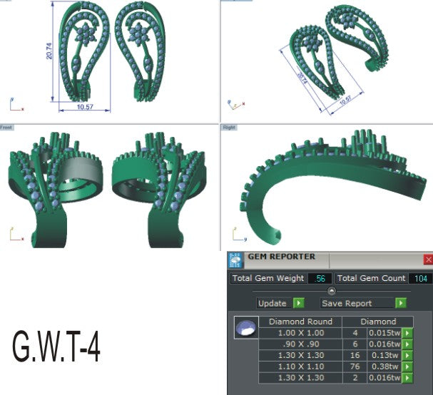 3D Jewelry Files Earring Model 3DM EZ BI-95