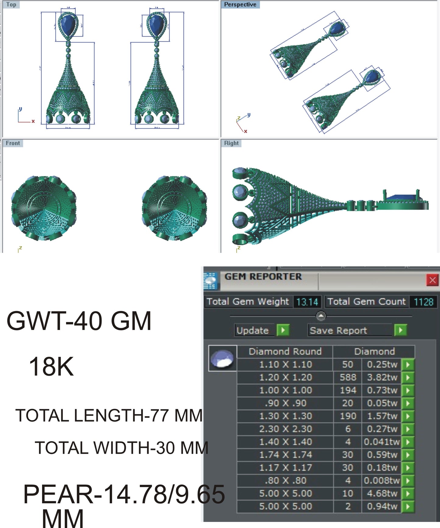 3D Jewelry Files Earring Model 3DM EZ ER-16