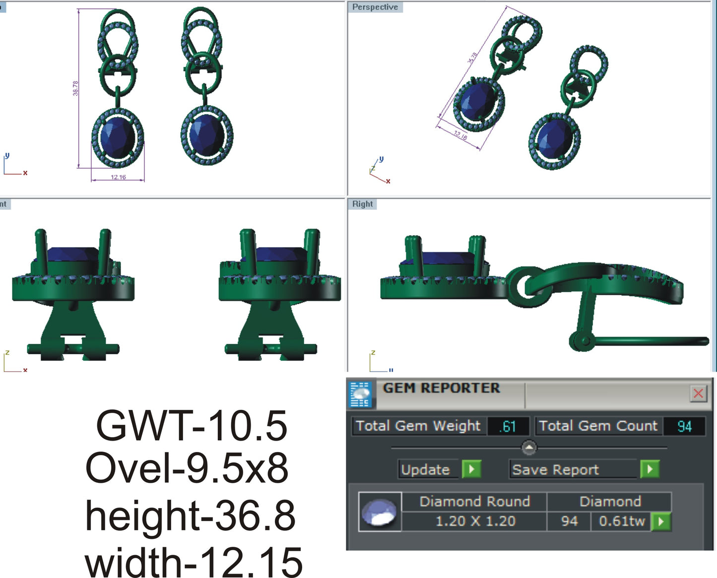 3D Jewelry Files Earring Model 3DM EZ ER-18