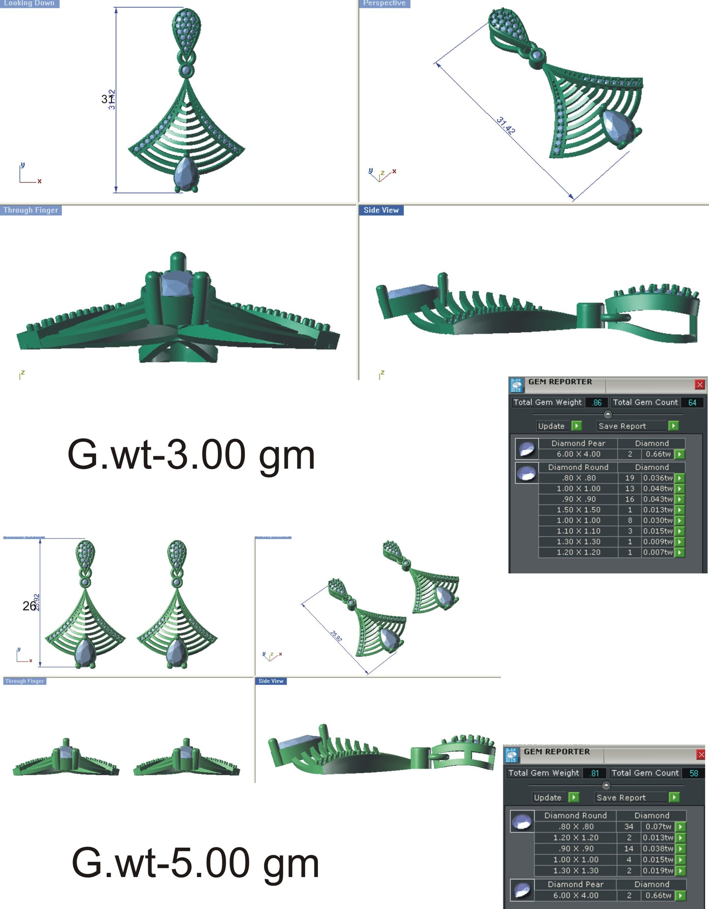 3D Jewelry Files Set Model 3DM STL EZ PS 5034