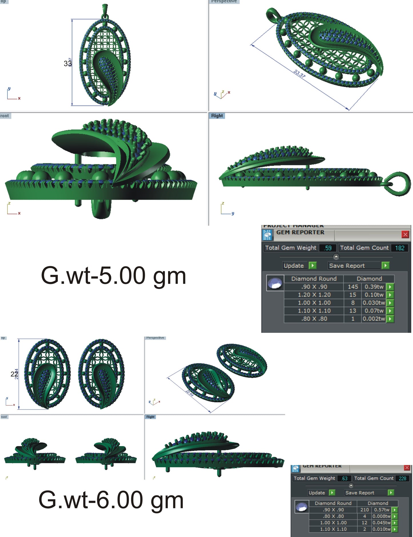 3D Jewelry Files Set Model 3DM STL EZ PS 5038